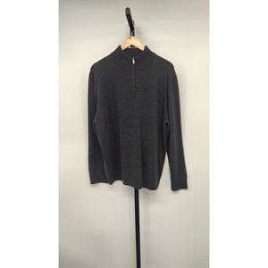 Quince Mongolian Cashmere Quarter Zip Sweater Charcoal Sleeved Top XL